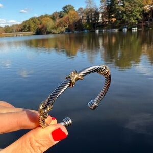Nordstrom Silver &‎ Gold Stainless Steel Aurelia Cable Pavé Cuff